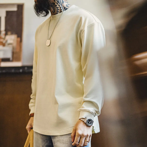 Vintage 60s Back Print Long-Sleeve Tee – Loose Fit, Casual Pullover for Spring & Fall